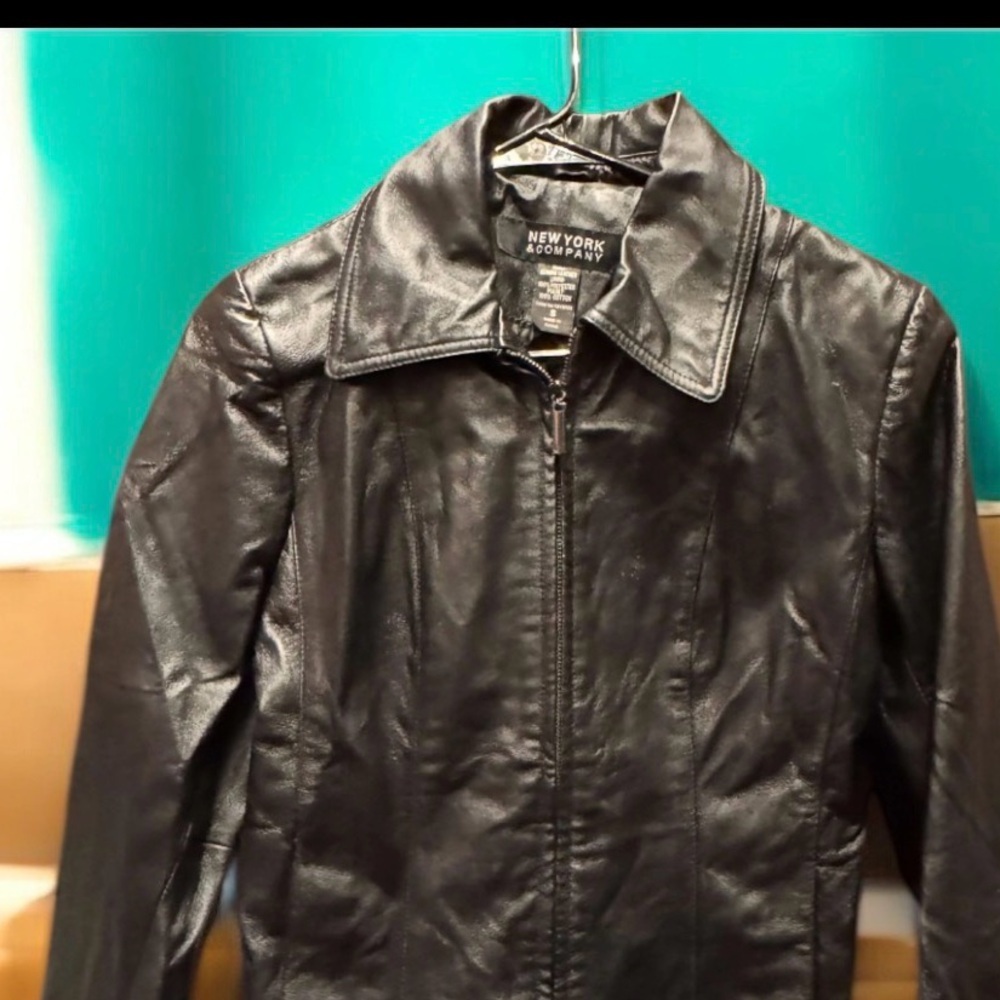 New York & Company Black faux Leather Jacket SMALL - Picture 5 of 7